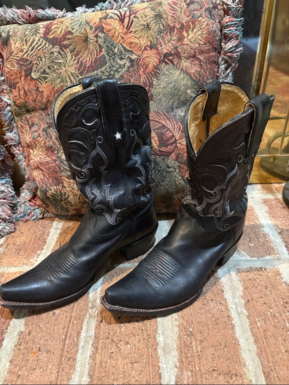 Tony Lama Black Heeled Boots